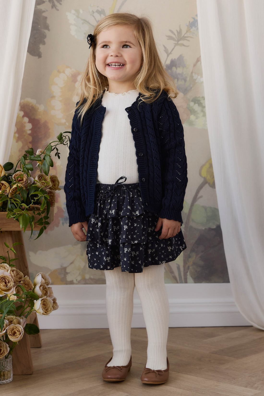 Organic Cotton Mariette Skirt - Huguette Graphite Childrens Skirt from Jamie Kay Australia