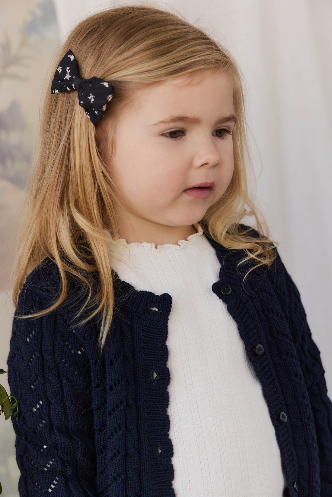 Organic Cotton Desiree Bow - Huguette Graphite Childrens Bow from Jamie Kay Australia