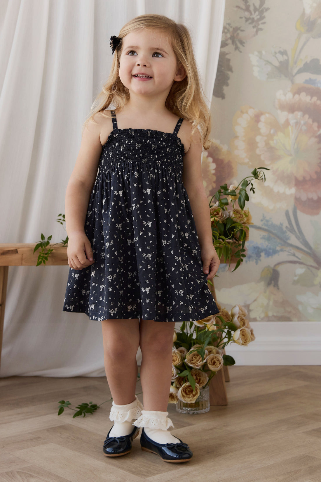 Organic Cotton Marlene Dress - Huguette Graphite Childrens Dress from Jamie Kay Australia