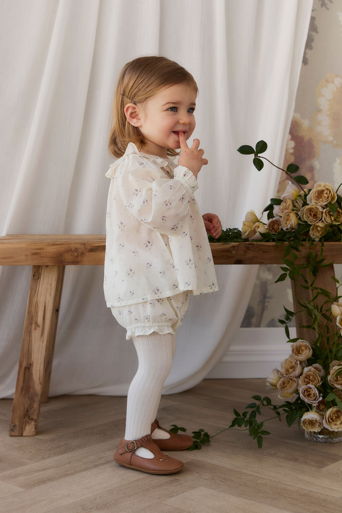 Organic Cotton Leonie Top - Jade Floral Childrens Top from Jamie Kay Australia
