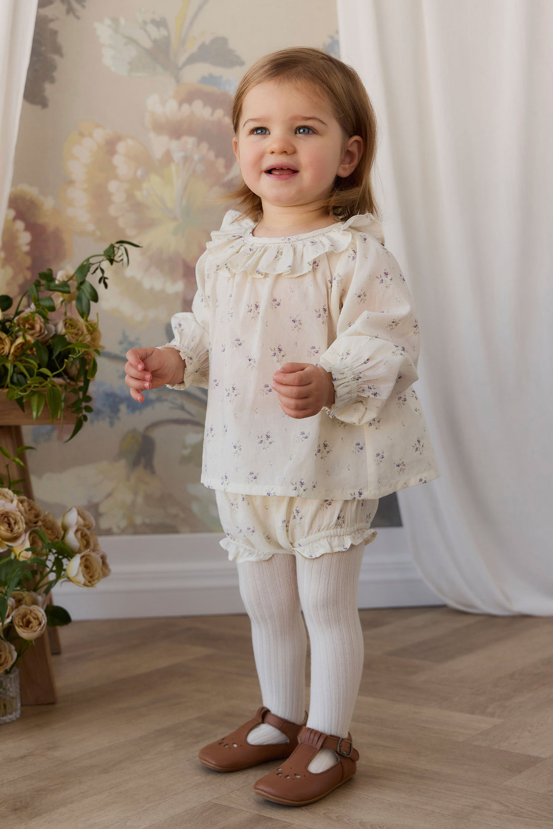 Organic Cotton Frill Bloomer - Jade Floral Childrens Bloomer from Jamie Kay Australia