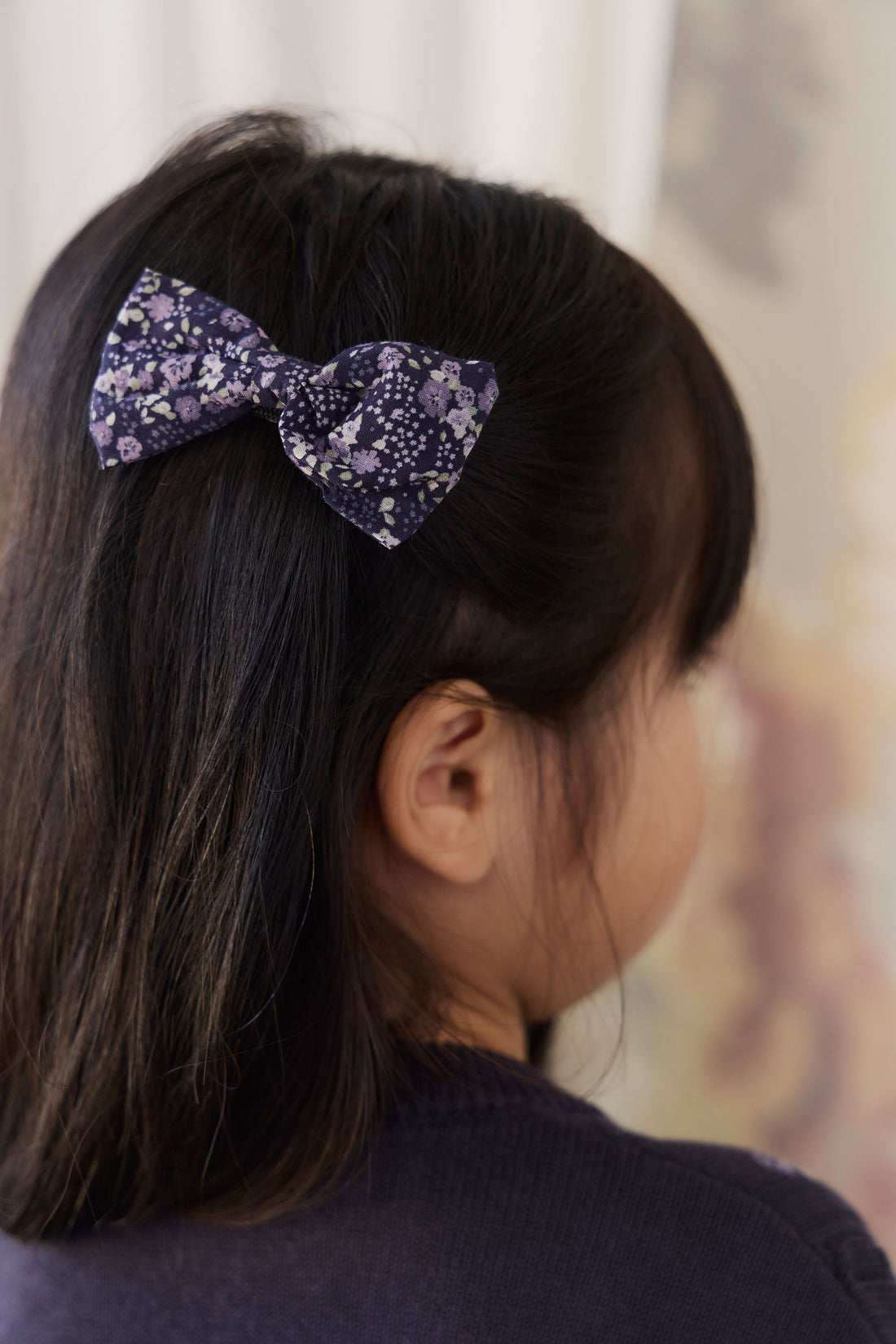 Organic Cotton Desiree Bow - Violet Floral Childrens Bow from Jamie Kay Australia