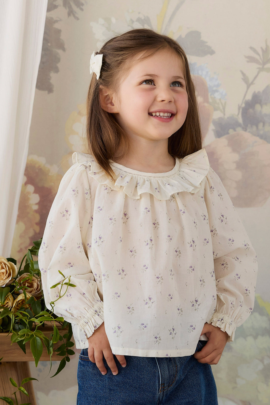 Organic Cotton Leonie Top - Jade Floral Childrens Top from Jamie Kay Australia