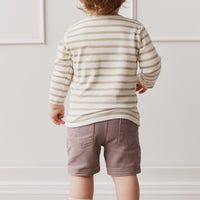 Pima Cotton Diego Long Sleeve Top - Cloud/Cashew Stripe Childrens Top from Jamie Kay Australia