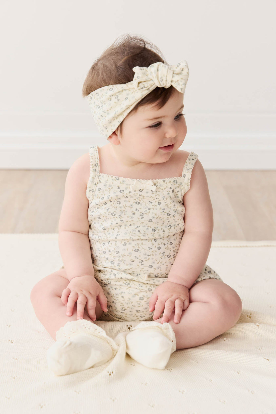 Organic Cotton Bridget Singlet Bodysuit - Dainty Egret Blues Childrens Bodysuit from Jamie Kay Australia