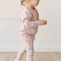 Organic Cotton Morgan Track Pant - Simple Flowers Lilac Childrens Pant from Jamie Kay Australia