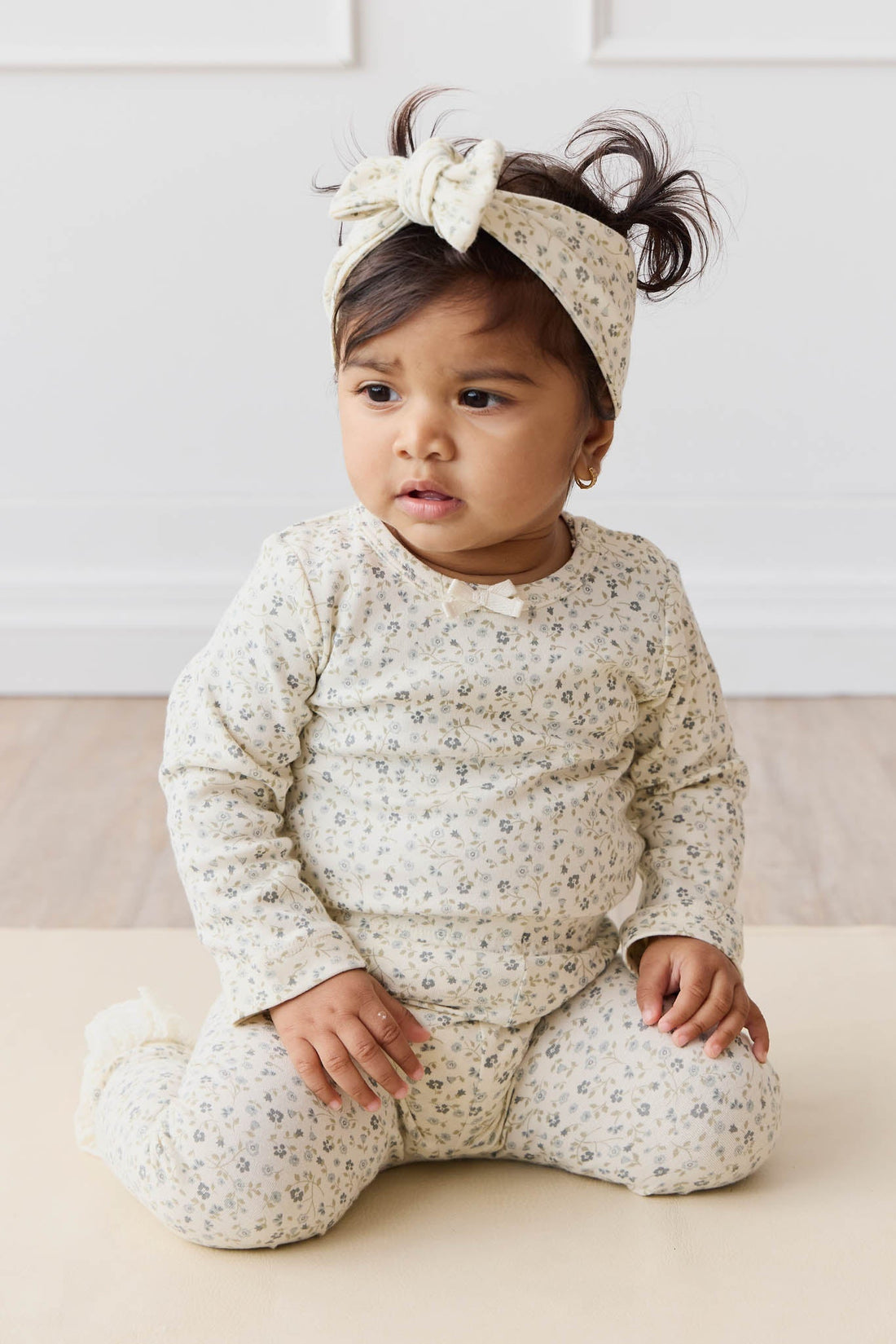 Organic Cotton Long Sleeve Bodysuit - Dainty Egret Blues Childrens Bodysuit from Jamie Kay Australia