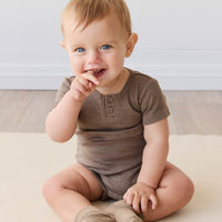 Organic Cotton Modal Darcy Rib Tee Bodysuit - Brownie Marle Childrens Bodysuit from Jamie Kay Australia