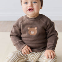 Organic Cotton Modal Everyday Legging - Narrow Stripe Balm/Cloud Childrens Legging from Jamie Kay Australia