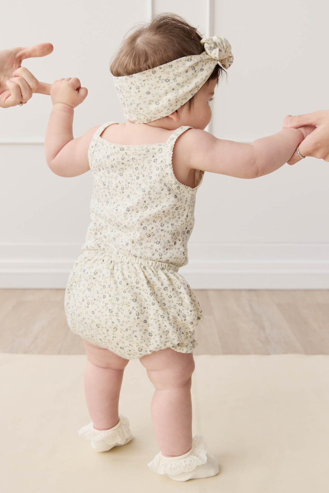 Organic Cotton Bridget Singlet Bodysuit - Dainty Egret Blues Childrens Bodysuit from Jamie Kay Australia