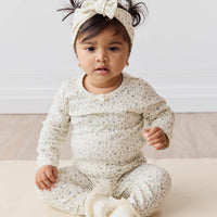 Organic Cotton Long Sleeve Bodysuit - Dainty Egret Blues Childrens Bodysuit from Jamie Kay Australia