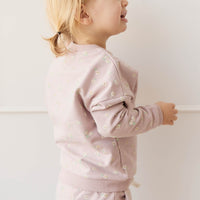 Organic Cotton Damien Sweatshirt - Simple Flowers Lilac Childrens Sweatshirting from Jamie Kay Australia