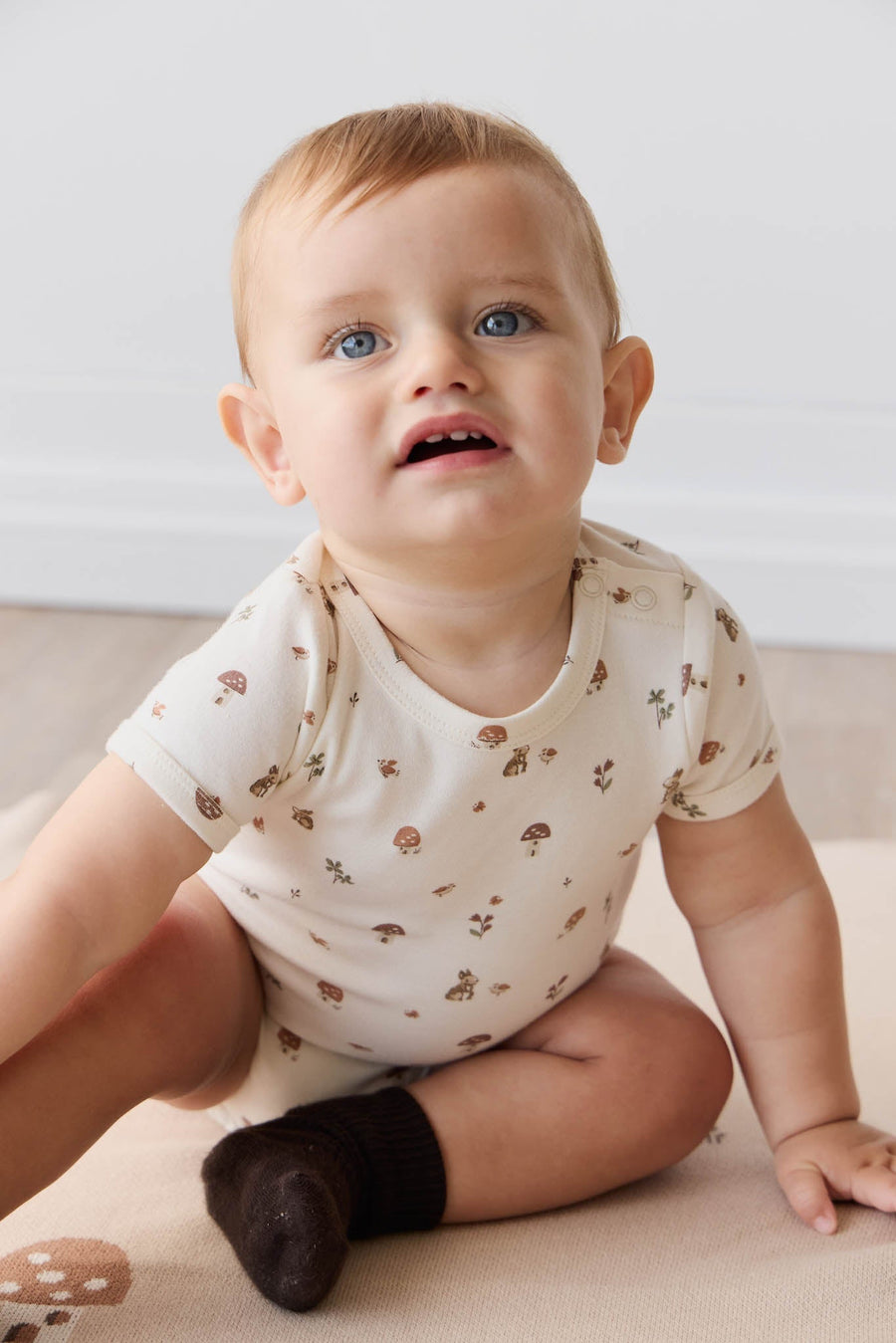 Organic Cotton Hudson Short Sleeve Bodysuit - Foraging Friends Childrens Bodysuit from Jamie Kay Australia