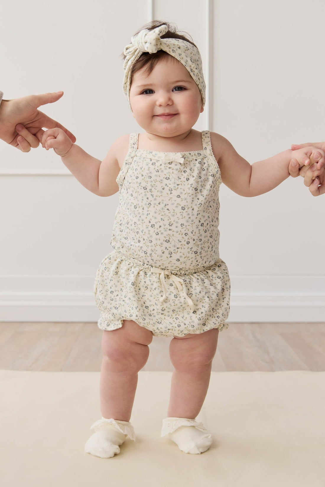 Organic Cotton Bridget Singlet Bodysuit - Dainty Egret Blues Childrens Bodysuit from Jamie Kay Australia