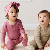 Organic Cotton Modal Long Sleeve Bodysuit - Rosette Childrens Bodysuit from Jamie Kay Australia