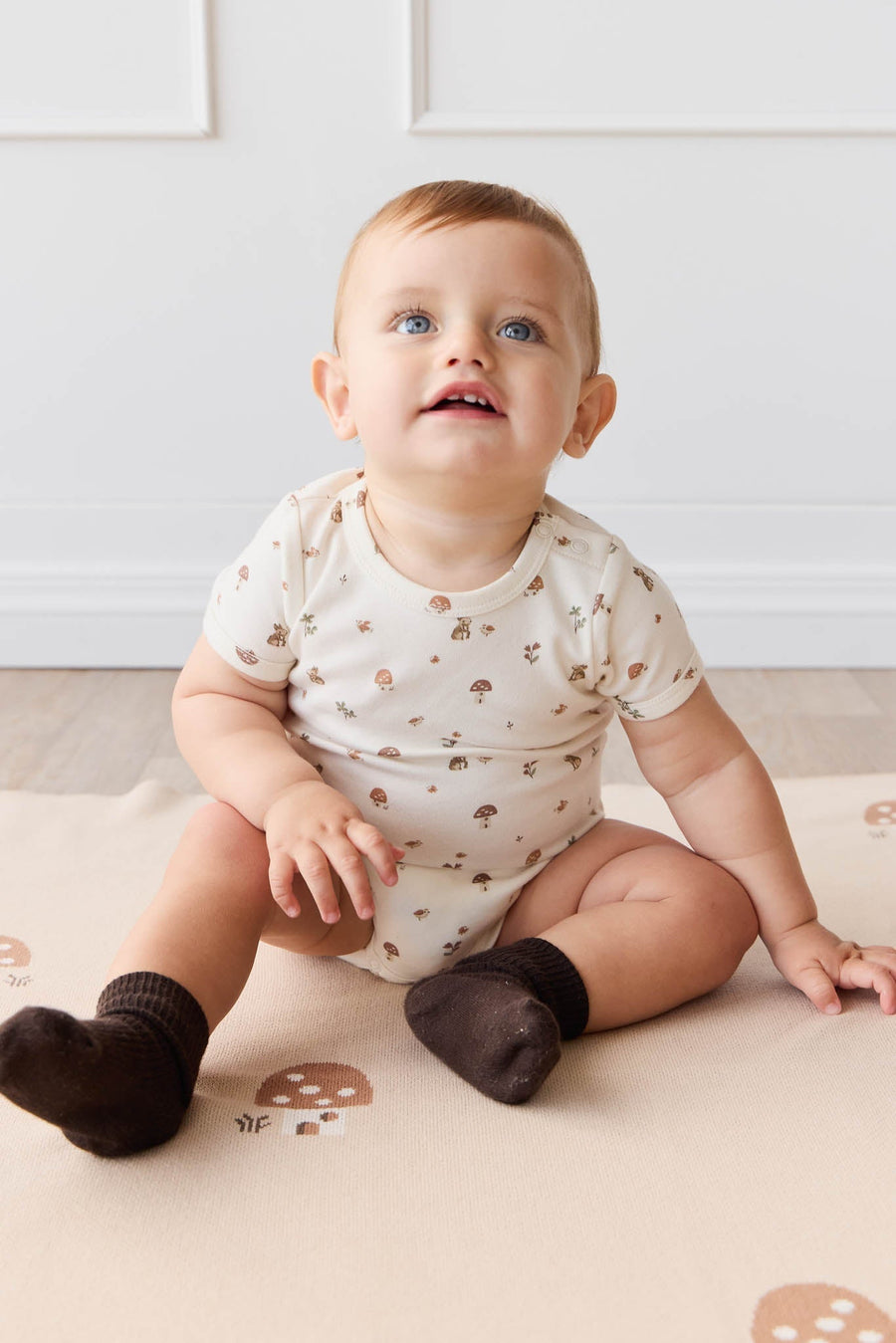 Organic Cotton Hudson Short Sleeve Bodysuit - Foraging Friends Childrens Bodysuit from Jamie Kay Australia