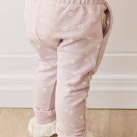 Organic Cotton Morgan Track Pant - Simple Flowers Lilac Childrens Pant from Jamie Kay Australia