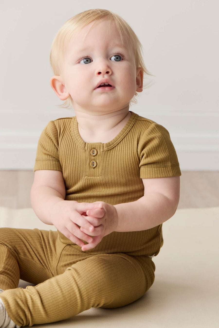 Organic Cotton Modal Darcy Rib Tee Bodysuit - Buffalo Childrens Bodysuit from Jamie Kay Australia