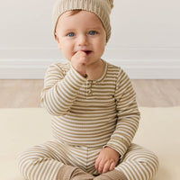 Organic Cotton Modal Everyday Legging - Narrow Stripe Balm/Cloud Childrens Legging from Jamie Kay Australia