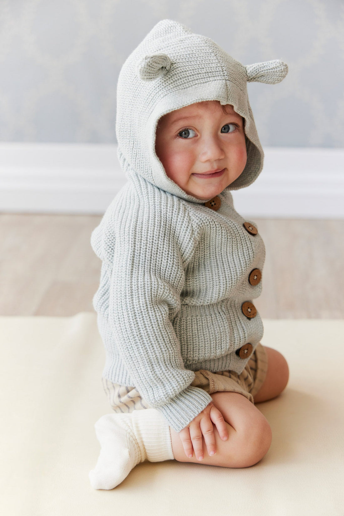 Humphrey Knitted Cardigan - Ocean Spray Marle Childrens Cardigan from Jamie Kay Australia