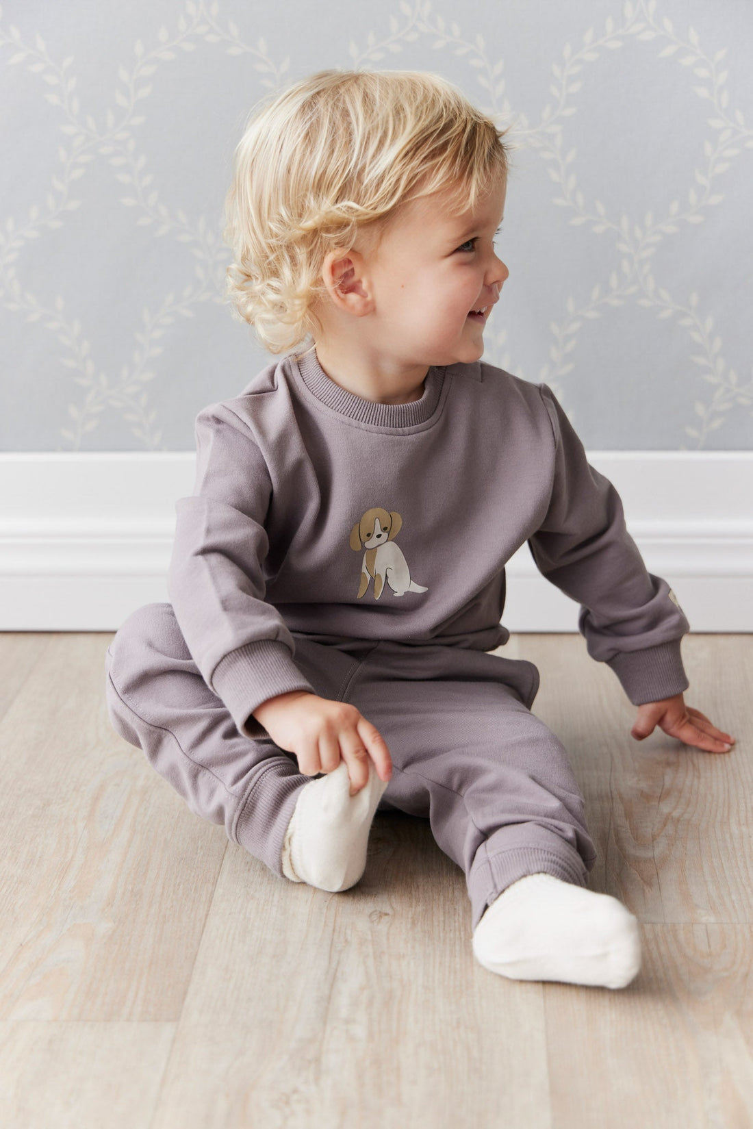 Organic Cotton Jalen Track Pant - Cobblestone Childrens Pant from Jamie Kay Australia