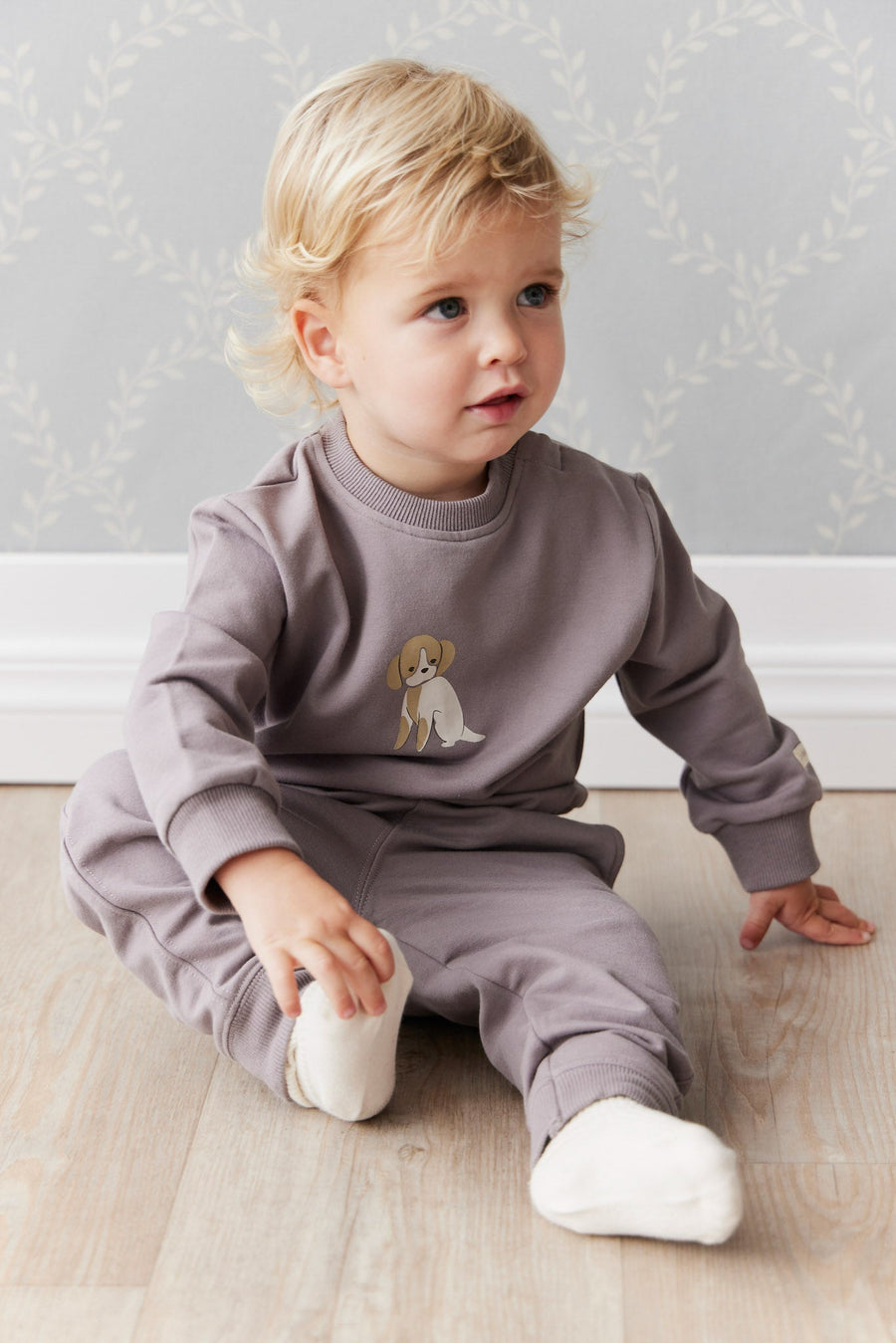 Organic Cotton Jalen Track Pant - Cobblestone Childrens Pant from Jamie Kay Australia