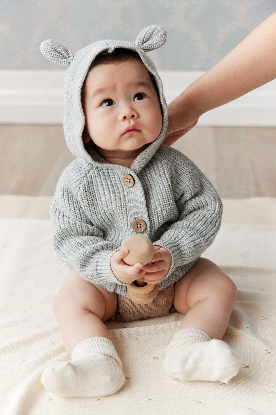 Humphrey Knitted Cardigan - Ocean Spray Marle Childrens Cardigan from Jamie Kay Australia