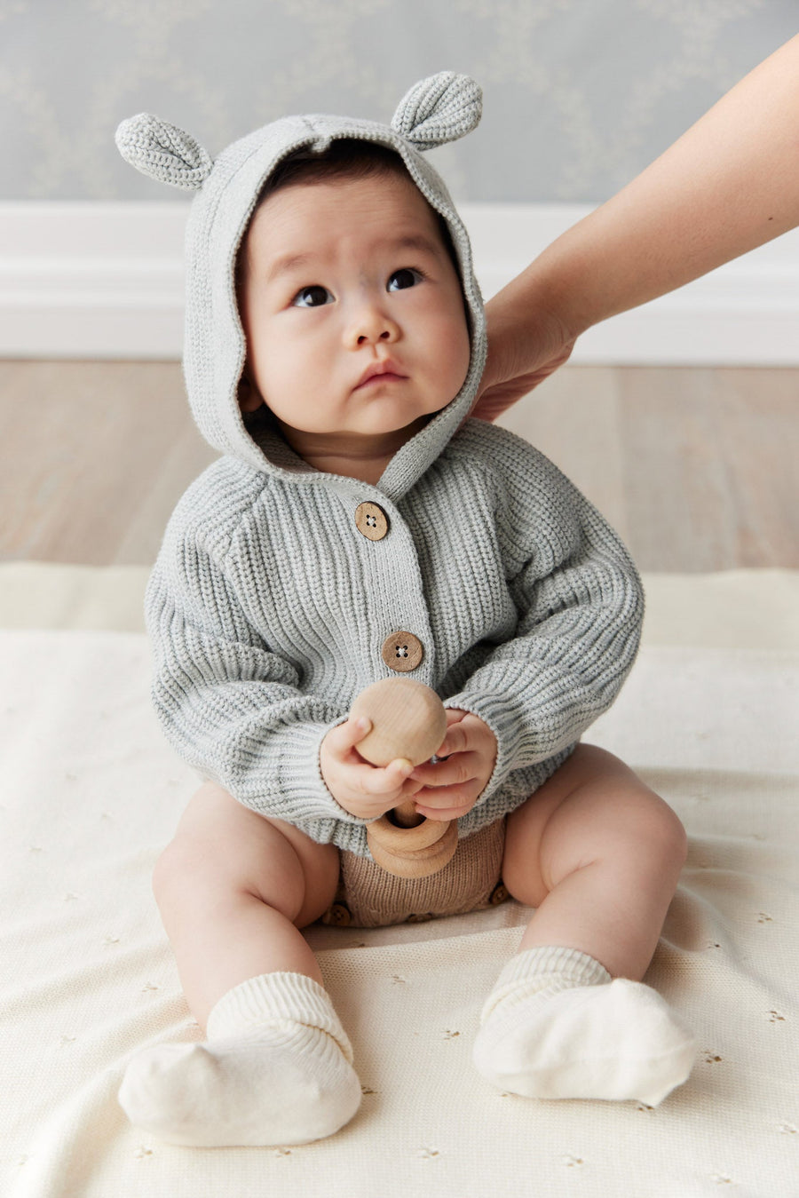 Humphrey Knitted Cardigan - Ocean Spray Marle Childrens Cardigan from Jamie Kay Australia