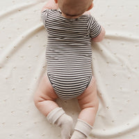 Organic Cotton Hudson Short Sleeve Bodysuit - Black Olive Stripe Childrens Bodysuit from Jamie Kay Australia