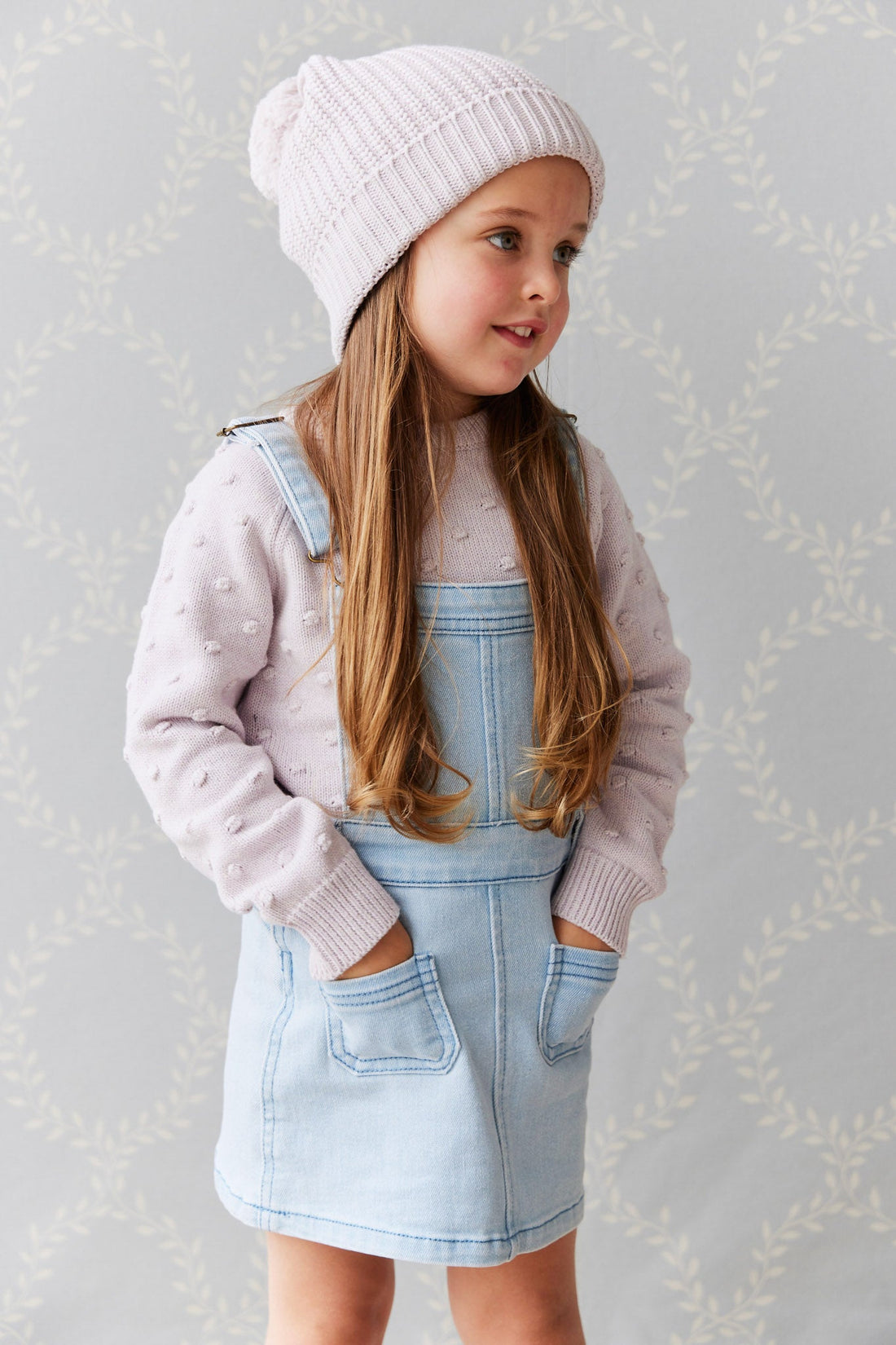 Aurelie Beanie - Pale Lilac Marle Childrens Hat from Jamie Kay Australia