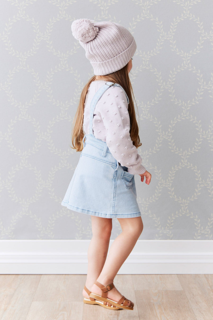 Aurelie Beanie - Pale Lilac Marle Childrens Hat from Jamie Kay Australia