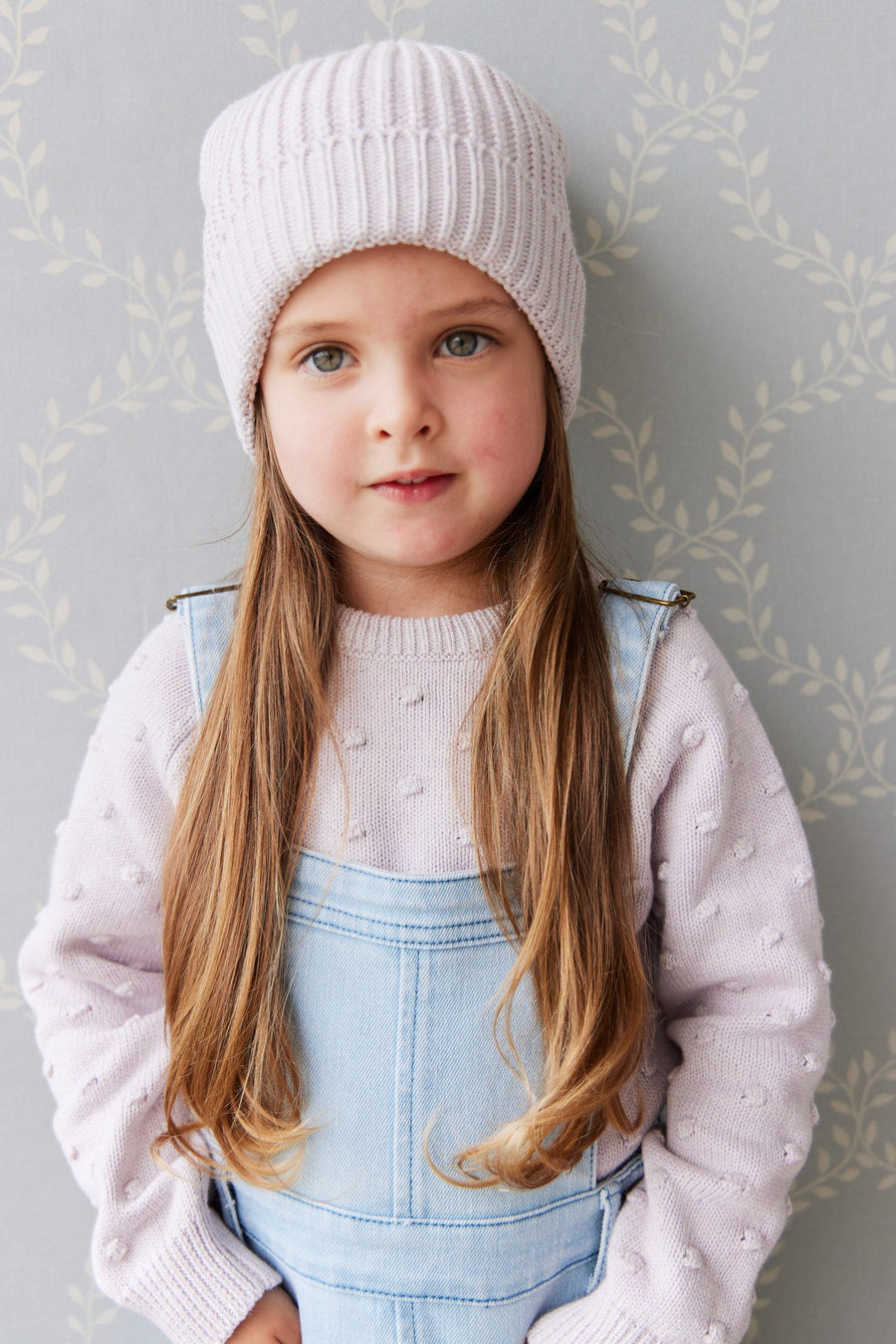 Aurelie Beanie - Pale Lilac Marle Childrens Hat from Jamie Kay Australia