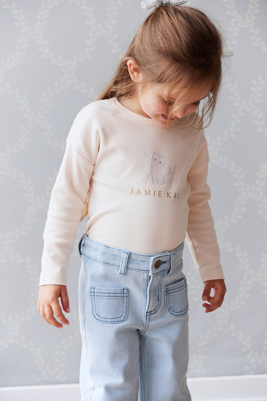 Pima Cotton Marley Long Sleeve Top - Ballet Pink Childrens Top from Jamie Kay Australia