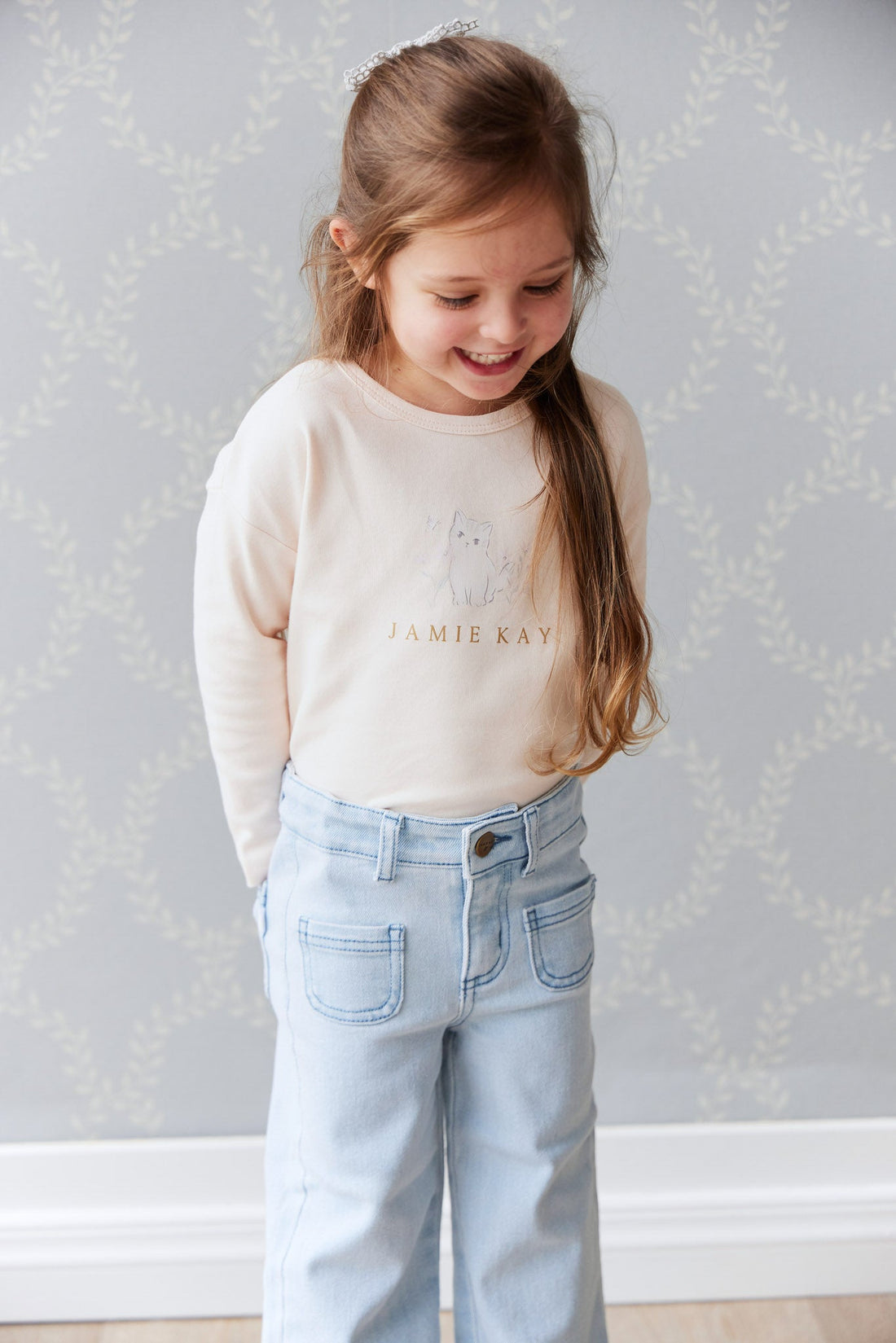 Pima Cotton Marley Long Sleeve Top - Ballet Pink Childrens Top from Jamie Kay Australia