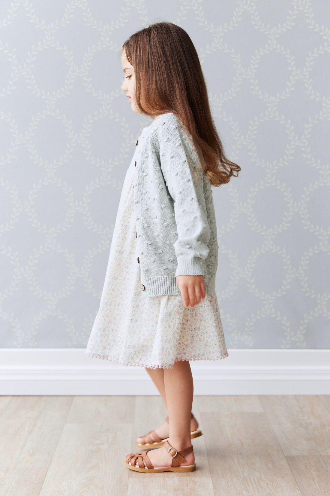 OG Dotty Knit Cardigan - Ocean Spray Marle Childrens Cardigan from Jamie Kay Australia