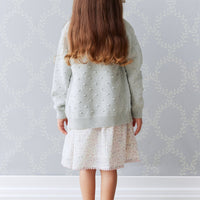 OG Dotty Knit Cardigan - Ocean Spray Marle Childrens Cardigan from Jamie Kay Australia