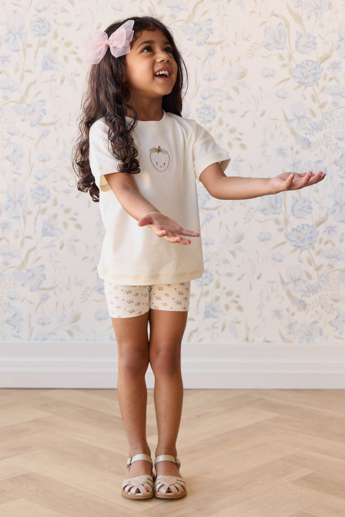 Organic Cotton Everyday Bike Short - Rose Floral Pink Childrens Short from Jamie Kay Australia