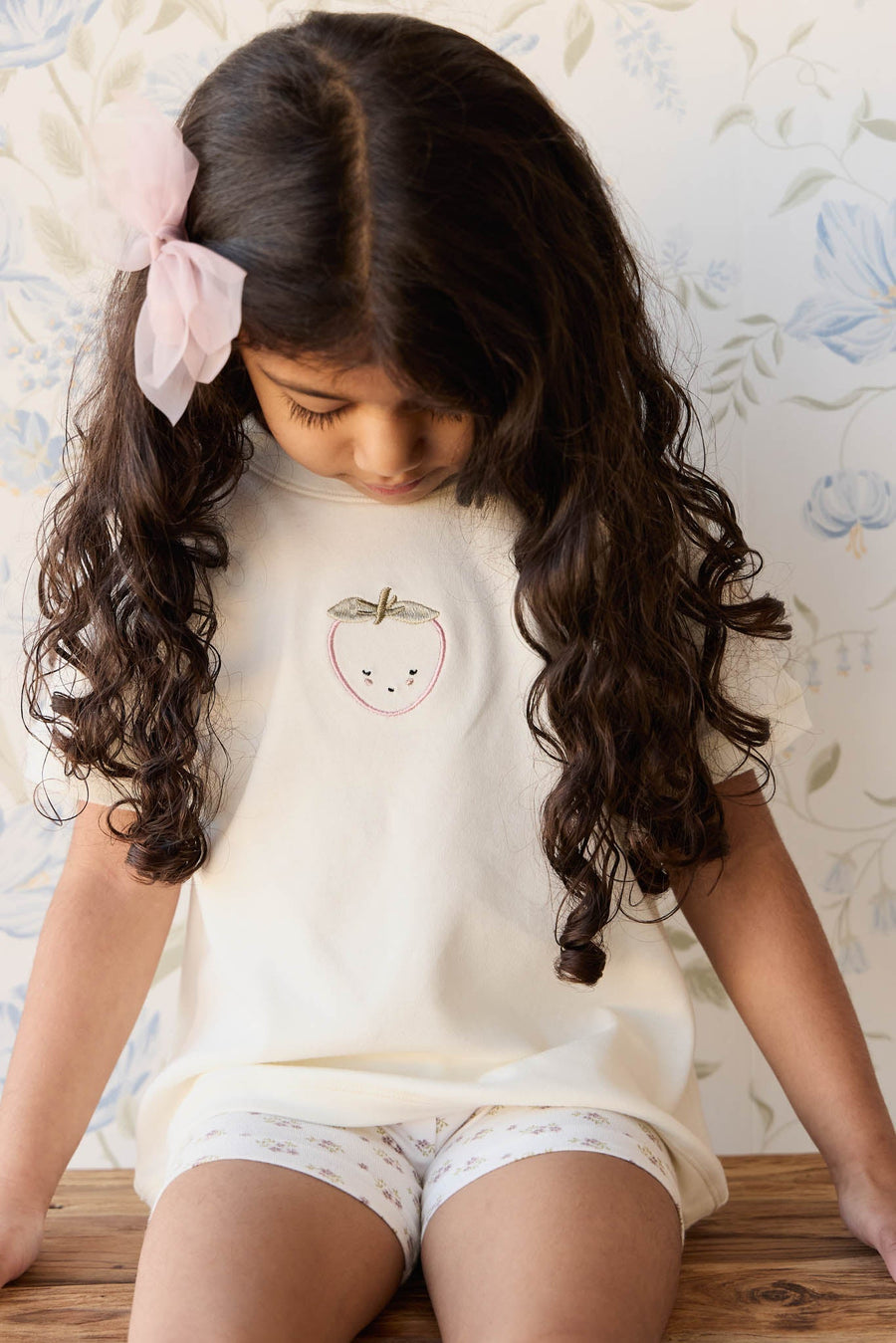 Organic Cotton Everyday Bike Short - Rose Floral Pink Childrens Short from Jamie Kay Australia
