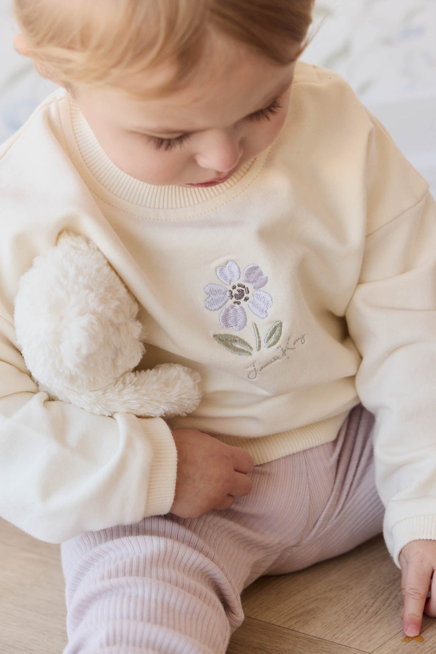 Organic Cotton Bobbie Sweatshirt - Parchment Lola Childrens Top from Jamie Kay Australia