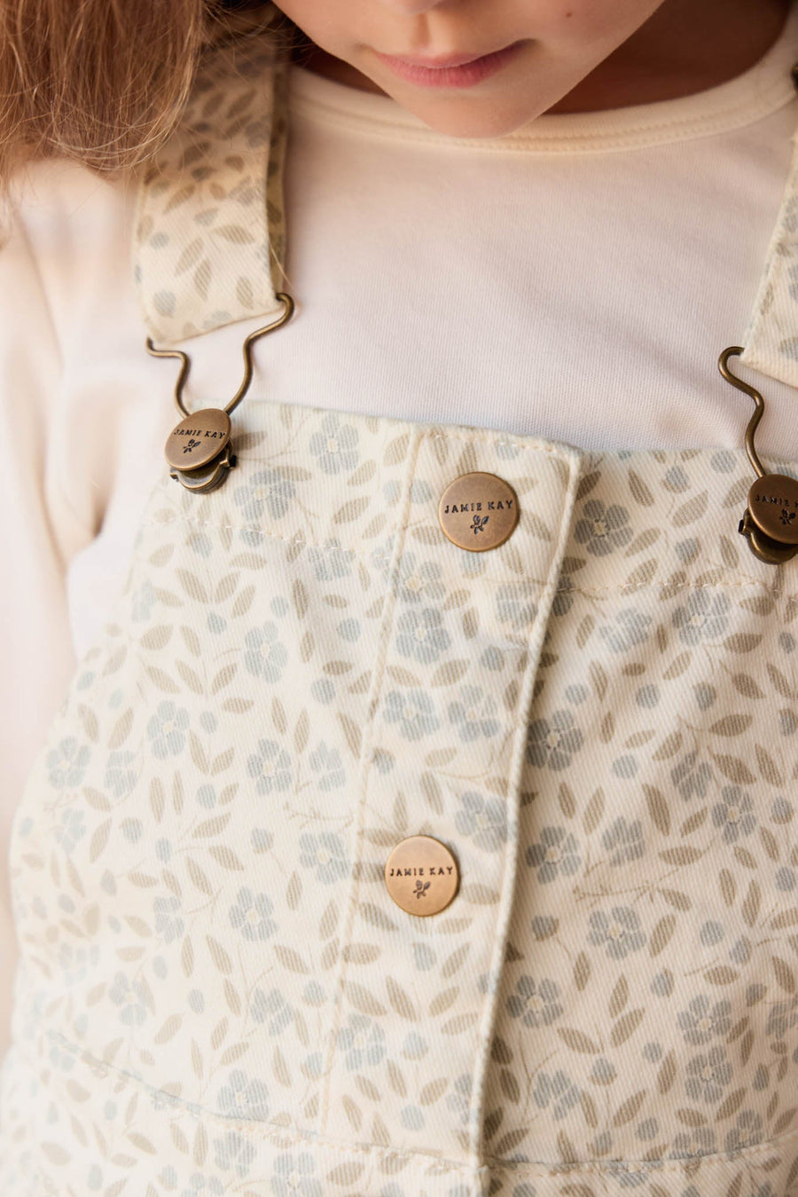 Vintage Overall Dress - Elodie Whisper White Childrens Overall from Jamie Kay Australia