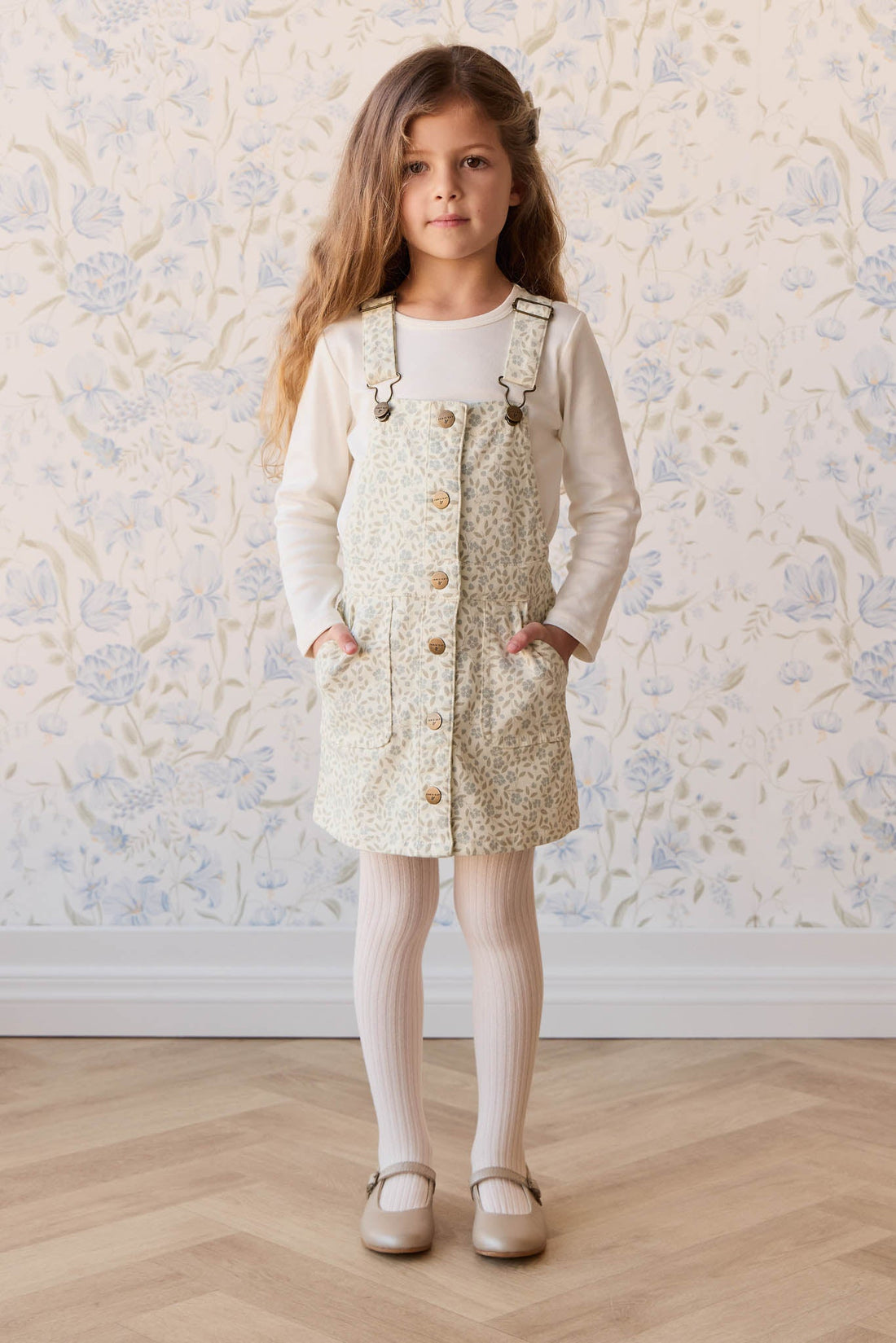Vintage Overall Dress - Elodie Whisper White Childrens Overall from Jamie Kay Australia