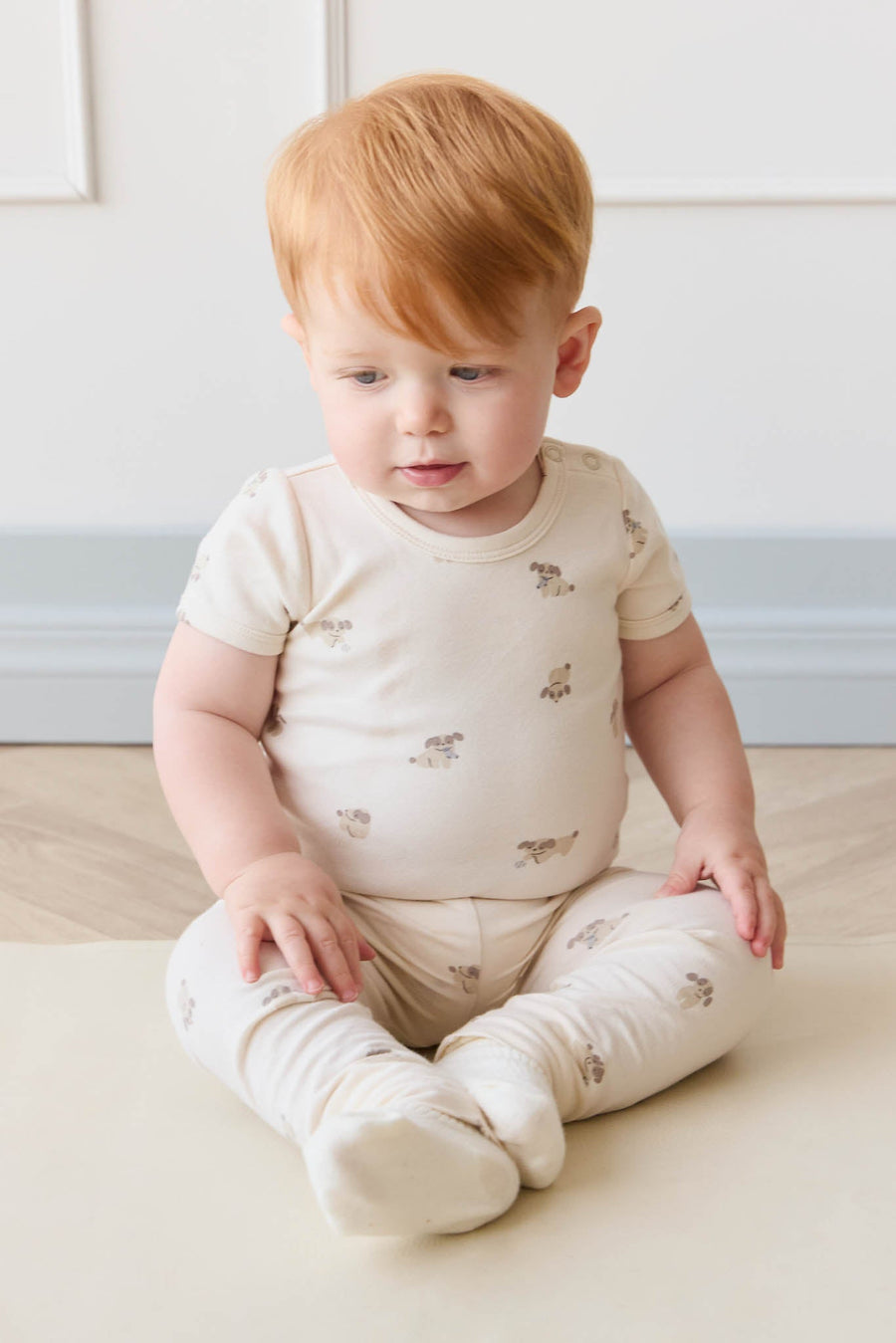 Organic Cotton Everyday Legging - Sasha Puppy Tofu Childrens Legging from Jamie Kay Australia