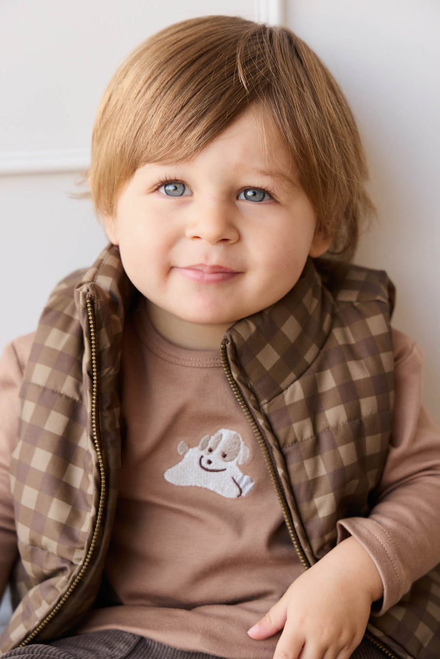 Pima Cotton Arnold Long Sleeve Top - Tiger Sasha Puppy Childrens Top from Jamie Kay Australia