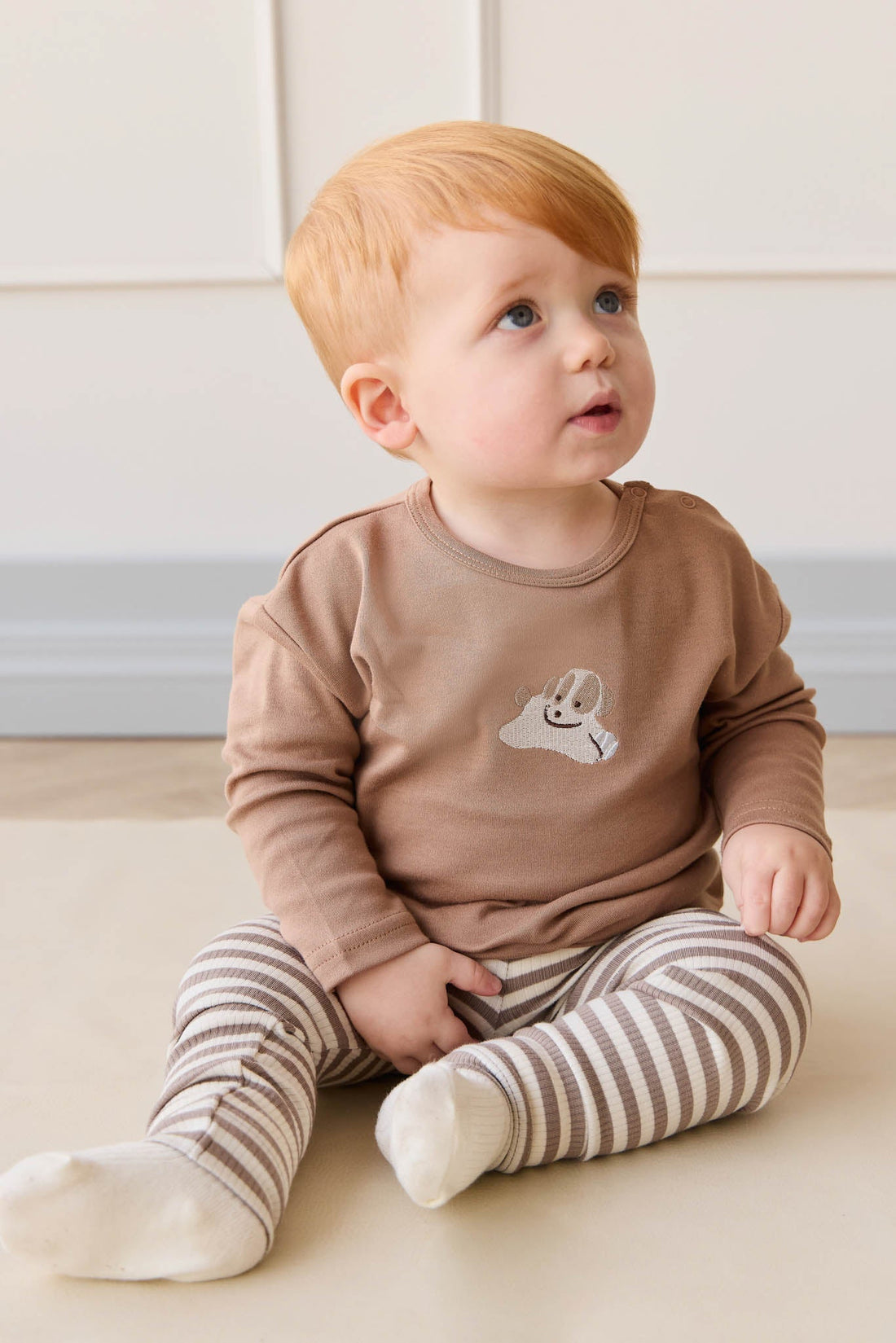 Pima Cotton Arnold Long Sleeve Top - Tiger Sasha Puppy Childrens Top from Jamie Kay Australia