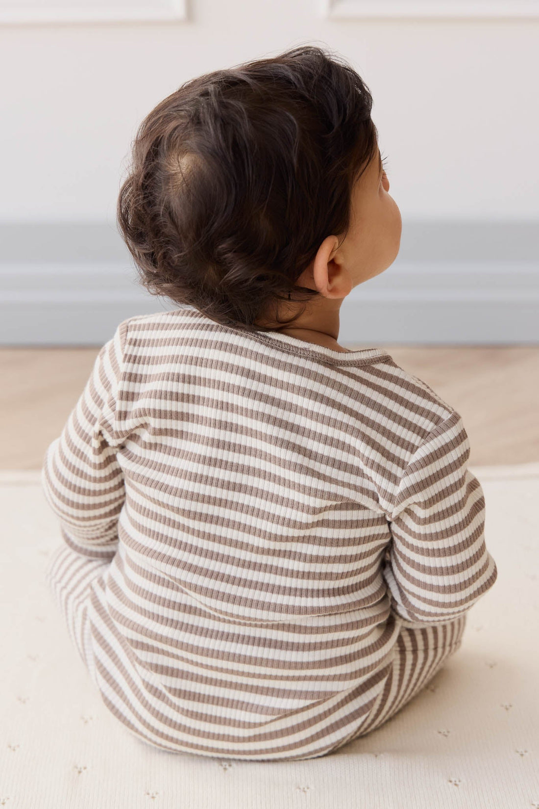 Organic Cotton Modal Gracelyn Onepiece - Narrow Stripe Tweed/Cloud Childrens Onepiece from Jamie Kay Australia