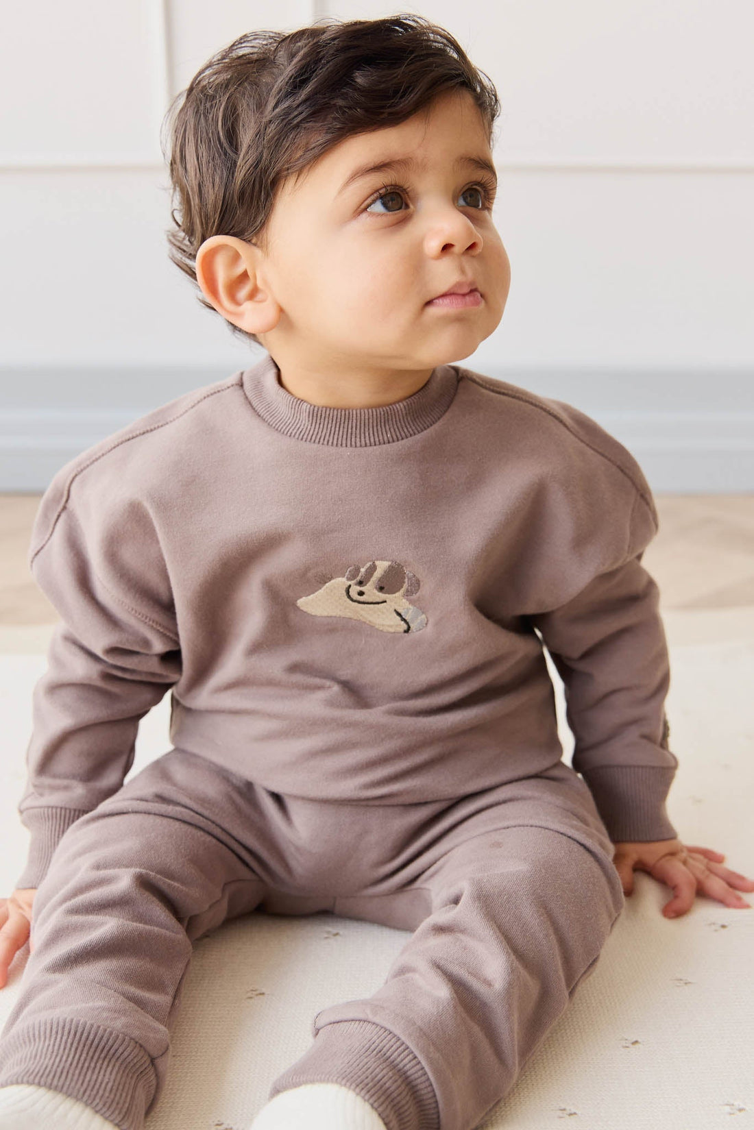 Organic Cotton Georgie Sweatshirt - Tweed Sasha Puppy Childrens Top from Jamie Kay Australia