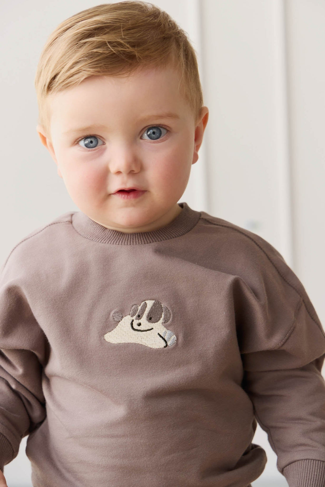 Organic Cotton Georgie Sweatshirt - Tweed Sasha Puppy Childrens Top from Jamie Kay Australia