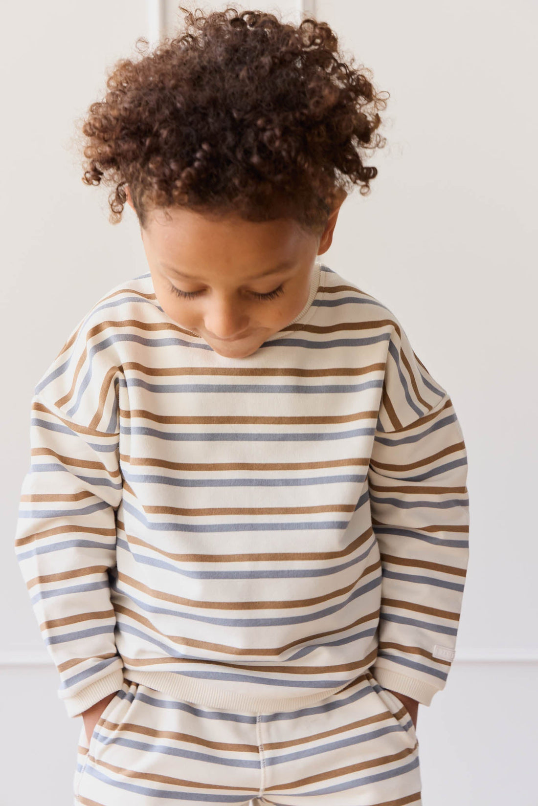 Organic Cotton Damien Sweatshirt - Hudson Stripe Tiger Childrens Top from Jamie Kay Australia