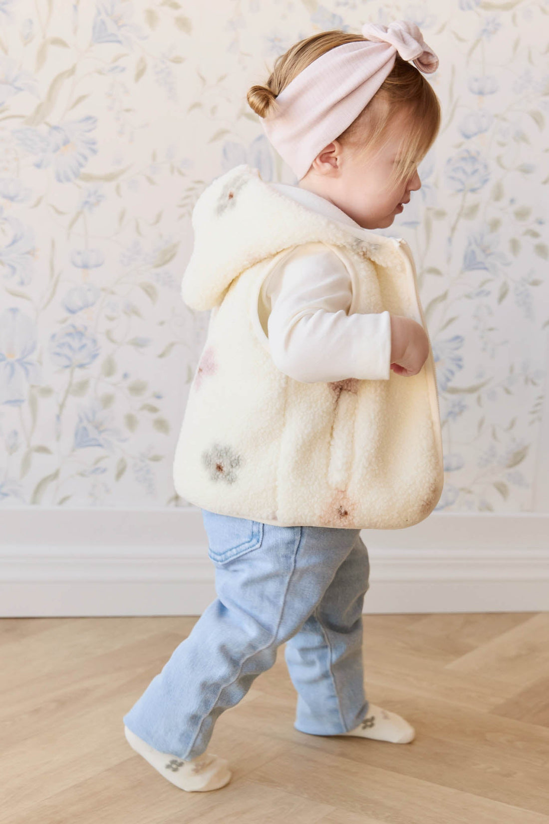 Kai Sherpa Vest - Fifi Spaced Egret Childrens Vest from Jamie Kay Australia