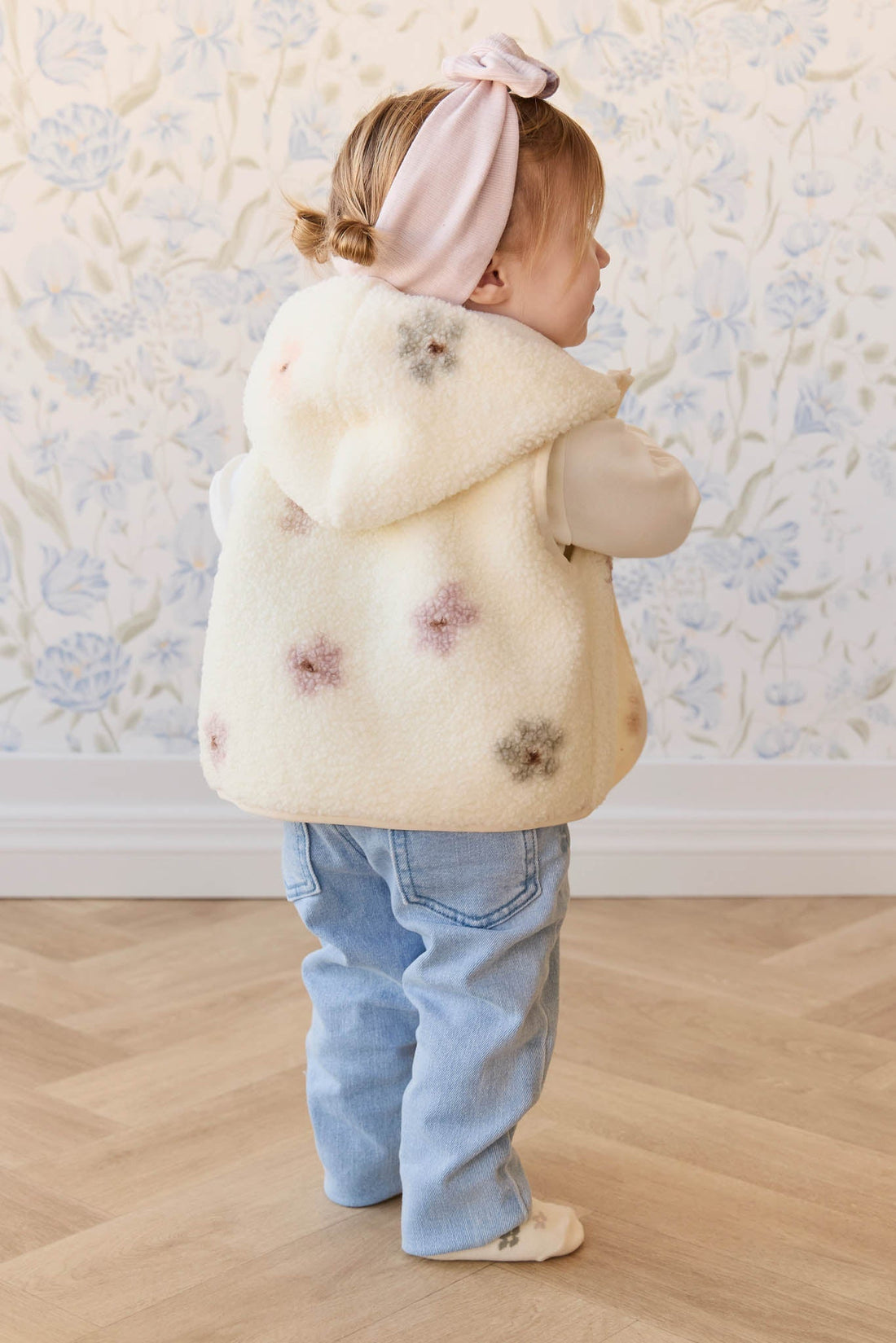 Kai Sherpa Vest - Fifi Spaced Egret Childrens Vest from Jamie Kay Australia